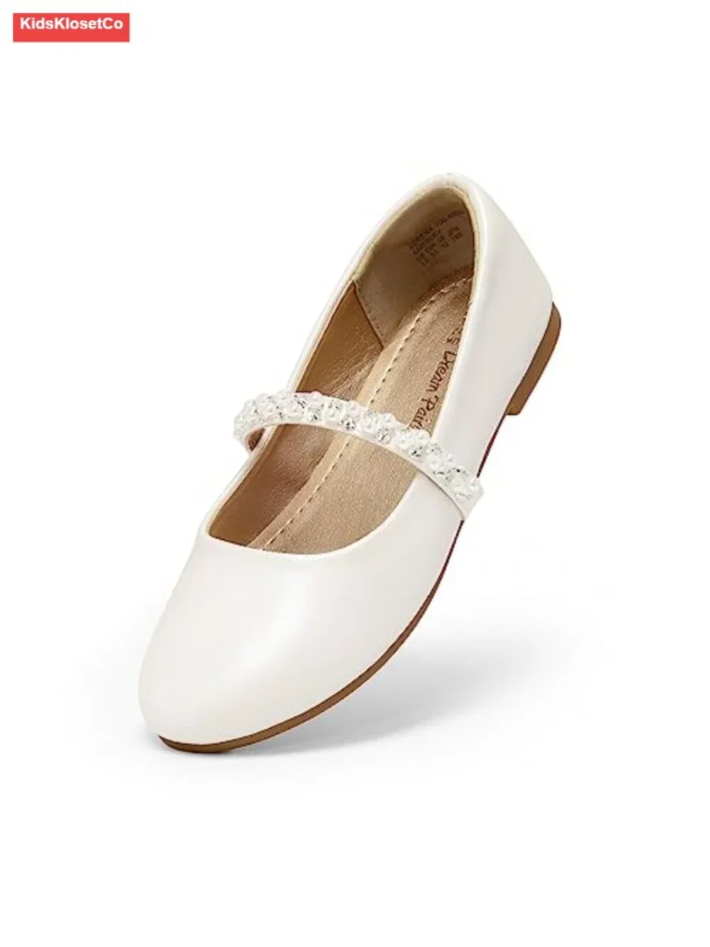 Girls Mary Jane Ballet Flats with Faux Pearl Straps - Toddler/Little Kid/Big Kid